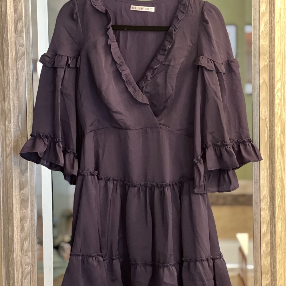 Albany Bell Sleeve Frill Dress Navy